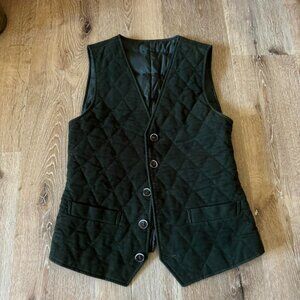 Larusmiani Tessuti Forest Emerald Dark Green Quilted Equestrian Style Vest Size